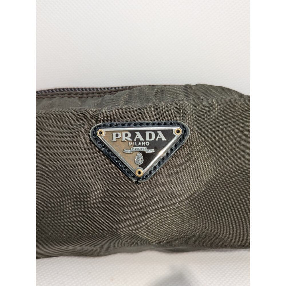 PRADA Pouch Tessuto Green Nylon Khaki Authentic Zip Bag - Picture 2 of 10